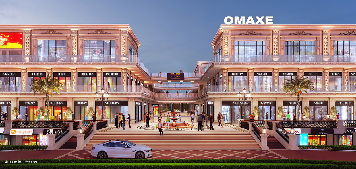 Omaxe Chowk — central plaza and fountain court, Ludhiana